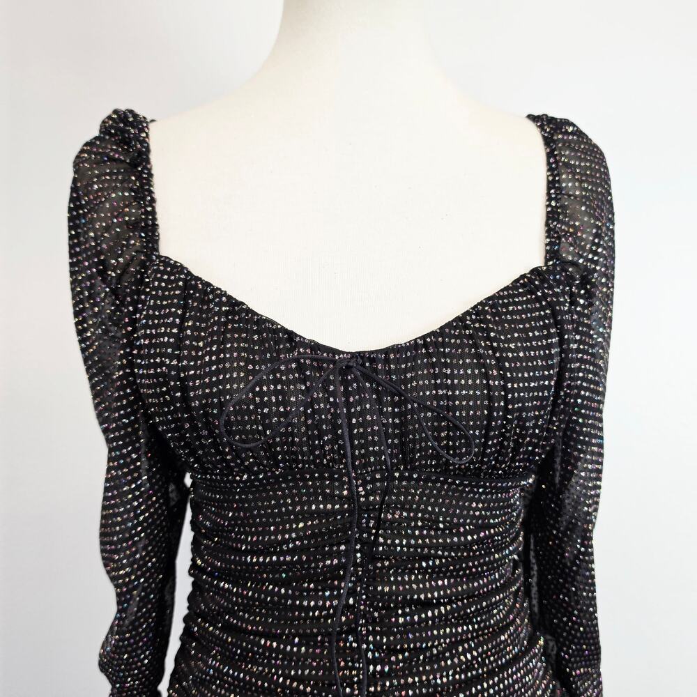 For Love & Lemons All That Glitters Bodycon Rhinestone Ruched Mini Dress S - Picture 5 of 11